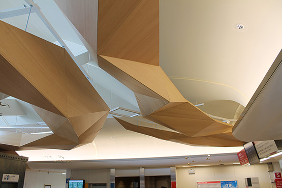 Hannon rautatieaseman face-lift, Japani, 2017. Kilpailuvoitto. Suunnittelijat: Anna Kobierska, Sanni Häkkinen, Olli Laine, Jaakko Kiukkanen ja Taina Väisänen